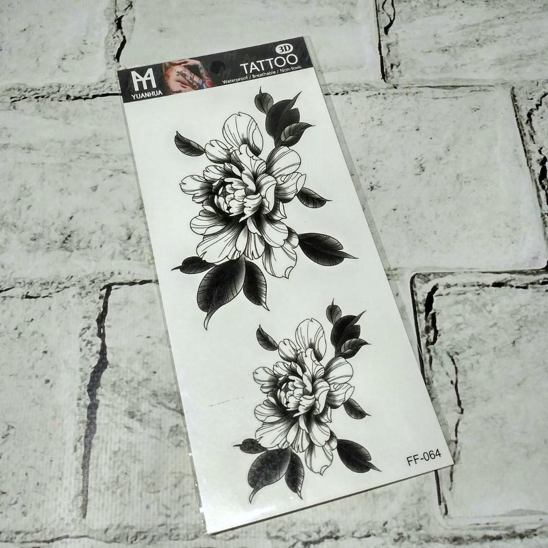 Тату временное Цветы лист 9,5x18 см (FF-064)