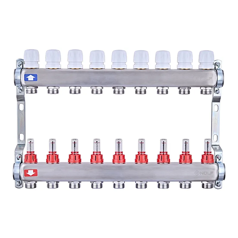 Коллекторный блок с расходомерами Nolf NF.2100-09S 1" 9 выходов нержавеющая сталь (NF3023)