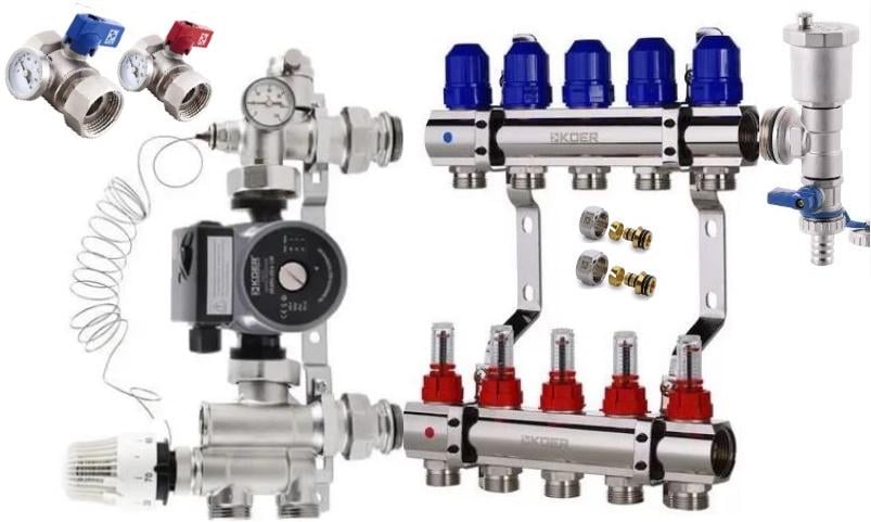 Коллектор энергосберегающий 5 контуров для теплого пола KOER (9113708)