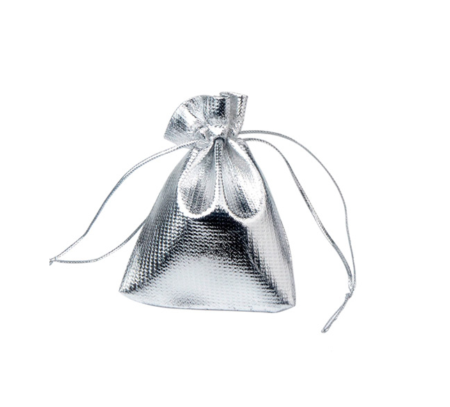 Подарочный мешочек из парчи 9x12 см 100 шт. на затяжках Серебристый (7000006405)