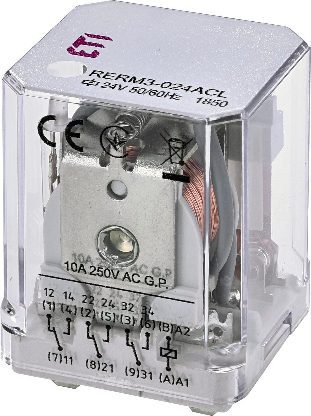 Реле проміжне електромеханічне ETI RERM3-24ACL 3p LED 16A AC1 250V AC (2473063)