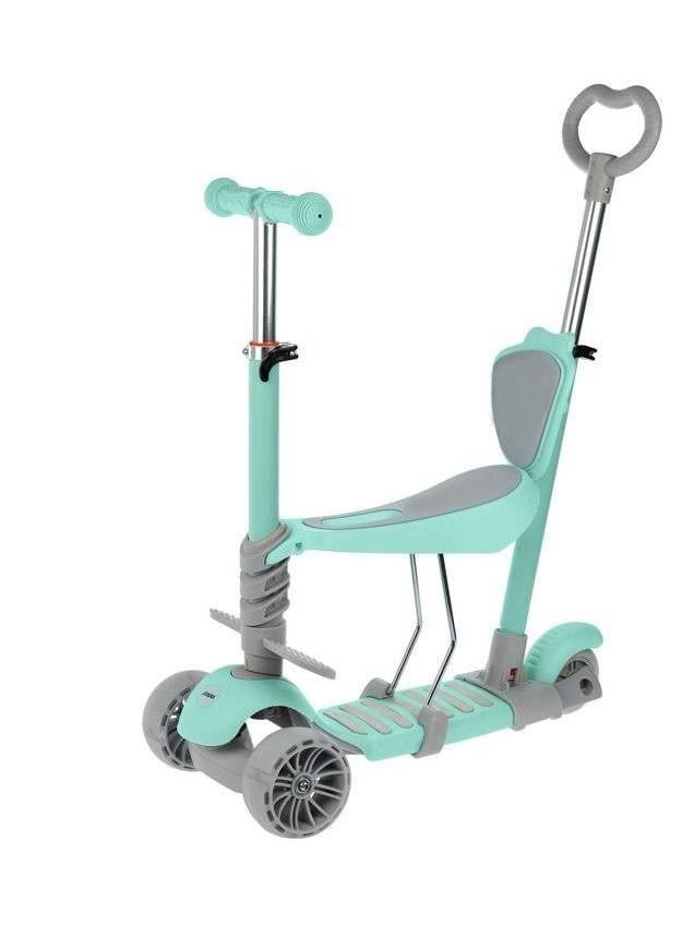 Самокат беговел 5в1 Scooter 7330 с родительской ручкой Мятный