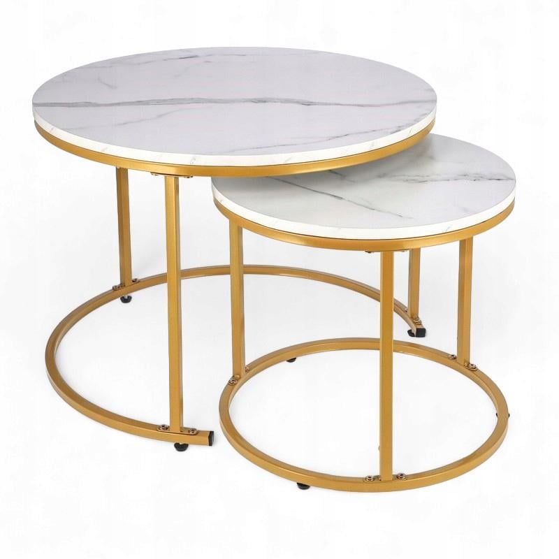 Набор журнальных столиков Elmeri SK3 эффект белого мрамора 60x60x51 см (sk3) Набор журнальных столиков Elmeri SK3 эффект белого мрамора 60x60x51 см (sk3)