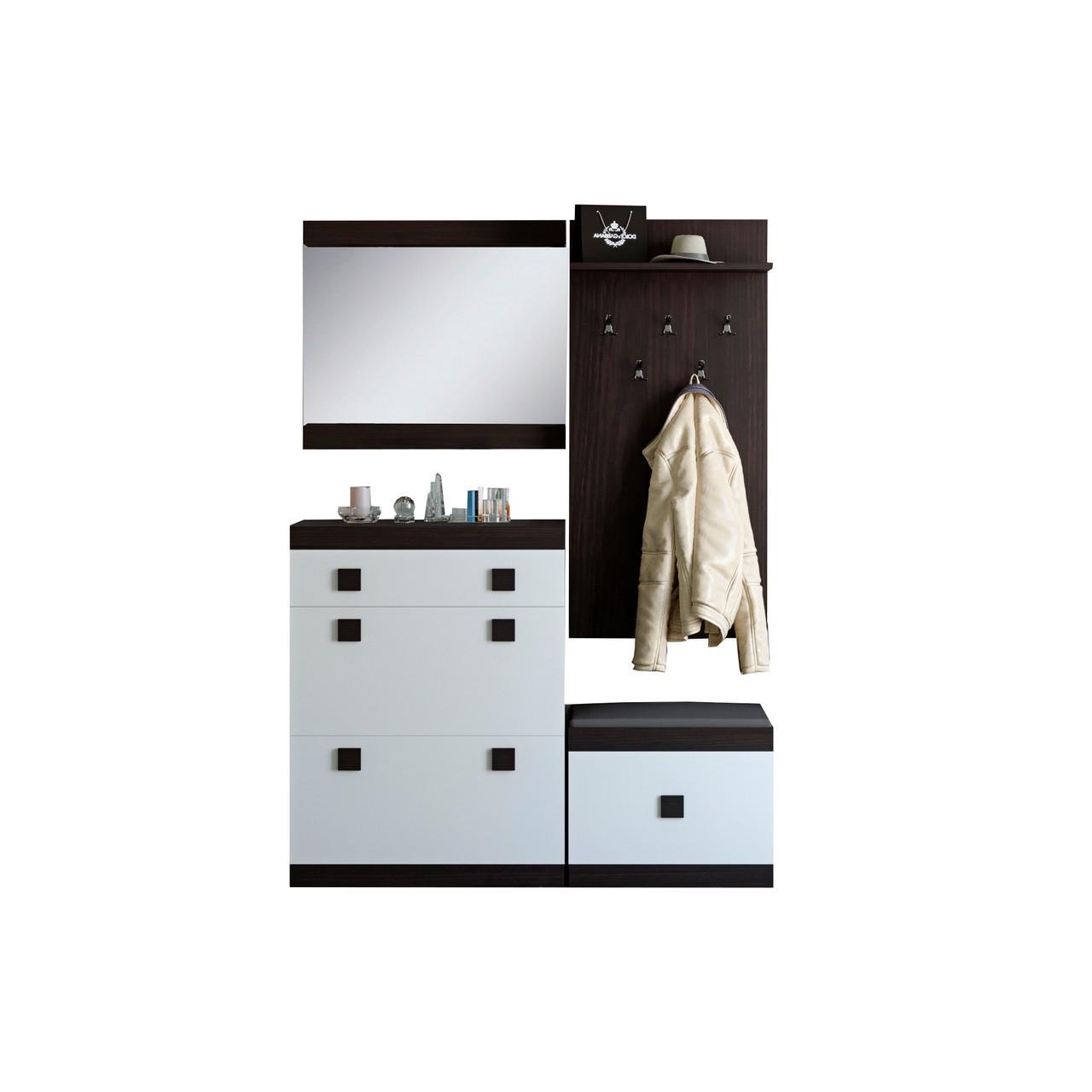 Прихожая Эверест Соната 5 модульная 4 элемента Венге темный/Белый (DTM-2529)