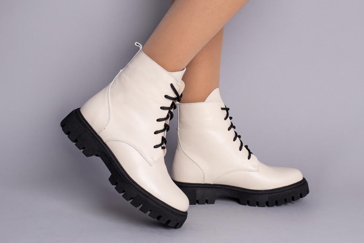 Ботинки женские кожаные демисезонные р. 40 Бежевый (6700-3д/40)