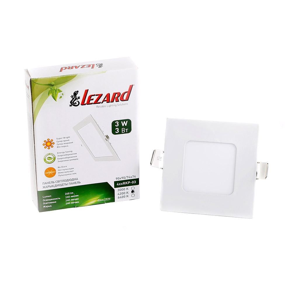 Точечный светильник Lezard LED встроенный квадратный 3W 4200K Белый (442RKP-03) - фото 2