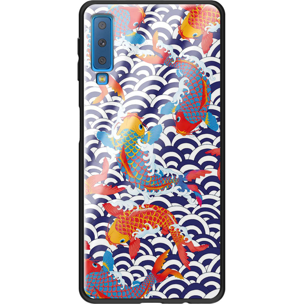Чехол Boxface Samsung A750 Galaxy A7 2018 Koi Fish Черный силикон со стеклом (35481-up2477-37741)