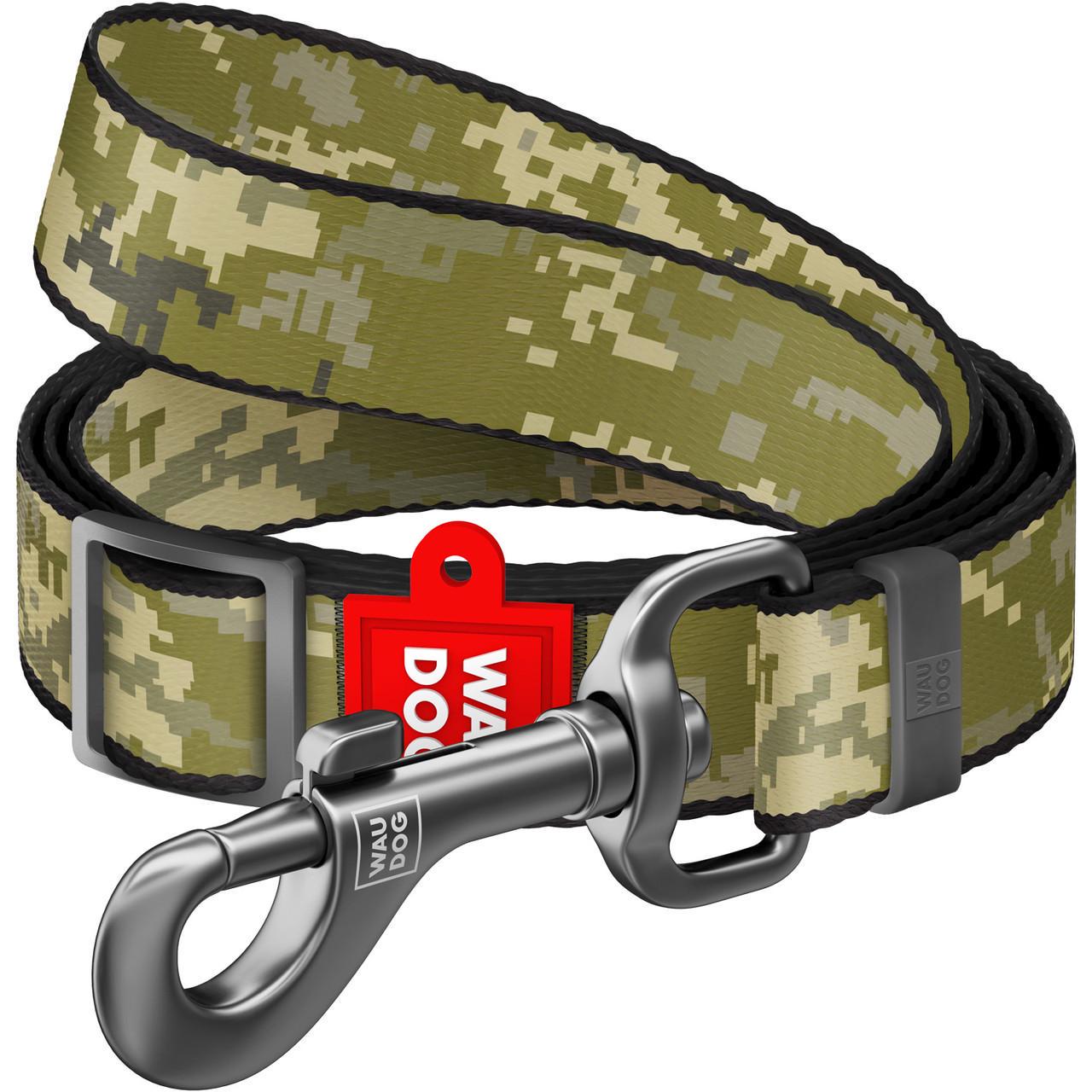 Поводок для собак нейлоновый Waudog Nylon регулируемый S 152-183 см 15 мм Милитари (370-4026)