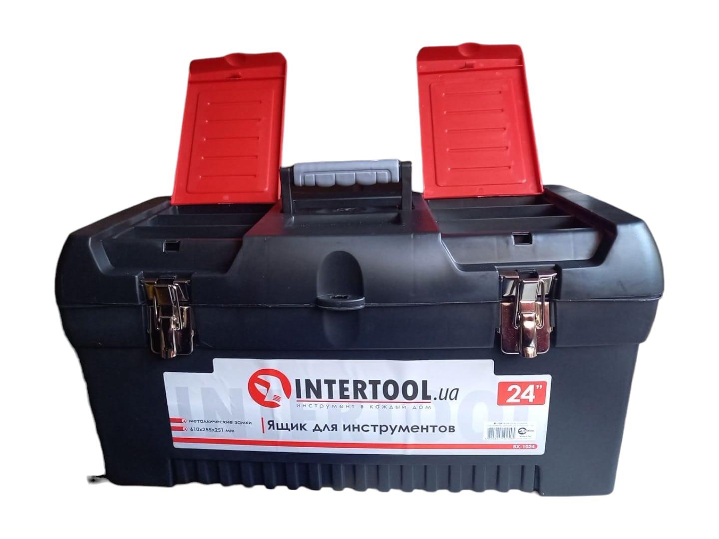 Ящик для инструментов с металлическими замками Intertool BX-1024 24" 610х255х251 мм (26447232) - фото 2