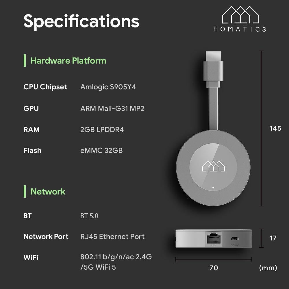 Смарт-приставка ТВ Homatics Dongle G 4K 2/32 Гб Android TV 11 Netflix (01491314) - фото 6