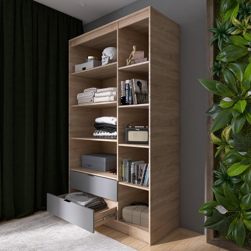 Шкаф распашной для одежды с выдвижными ящиками Эверест Сити-1200 120,2x50x204,6 см Дуб сонома/Графит (EVR-071129) - фото 4 Шкаф распашной для одежды с выдвижными ящиками Эверест Сити-1200 120,2x50x204,6 см Дуб сонома/Графит (EVR-071129) - фото 4