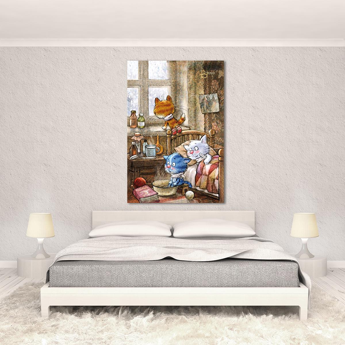 Модульна картина Захворіли кошенята 1 модуль 50x75 см (_rinaz_20201633040)