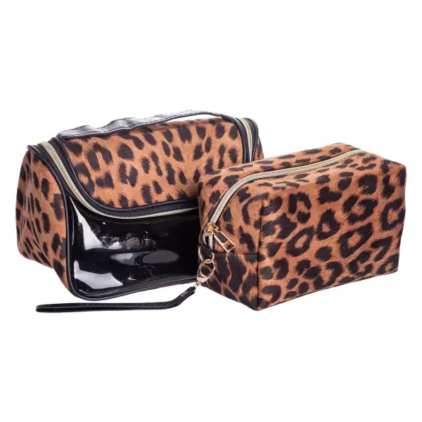 Набор косметичек Yiwu на молнии 2 шт. Коричневый (147-107-HP-16-2K)