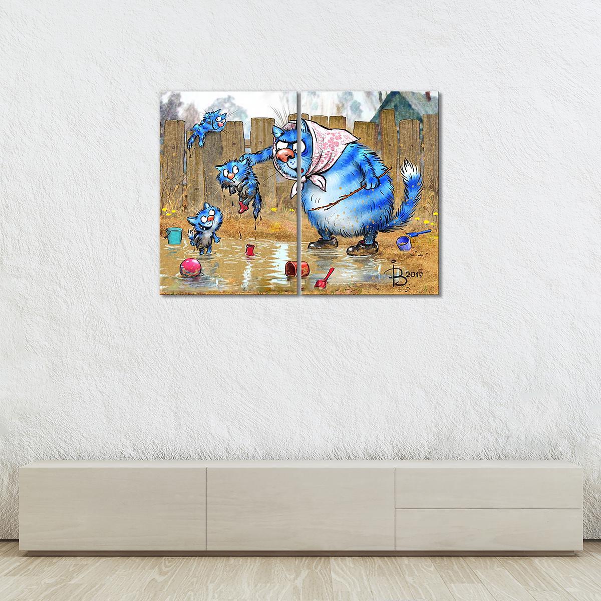 Модульная картина Три чертенка 2 модуля 60x90 см
