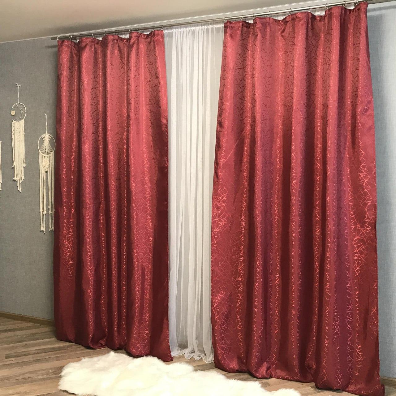 Штори для спальні жакард 300x270 см Бордовий (Е1011012B-22) Штори для спальні жакард 300x270 см Бордовий (Е1011012B-22)