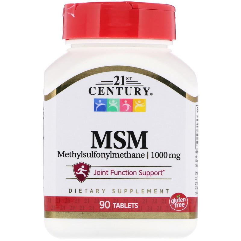 Для суставов и связок 21st Century MSM Methylsulfonylmethane 1000 мг 90 таблеток
