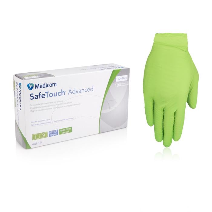 Рукавички нітрилові SafeTouch Medicom Green L 100 шт. Зелене яблуко (18713973)