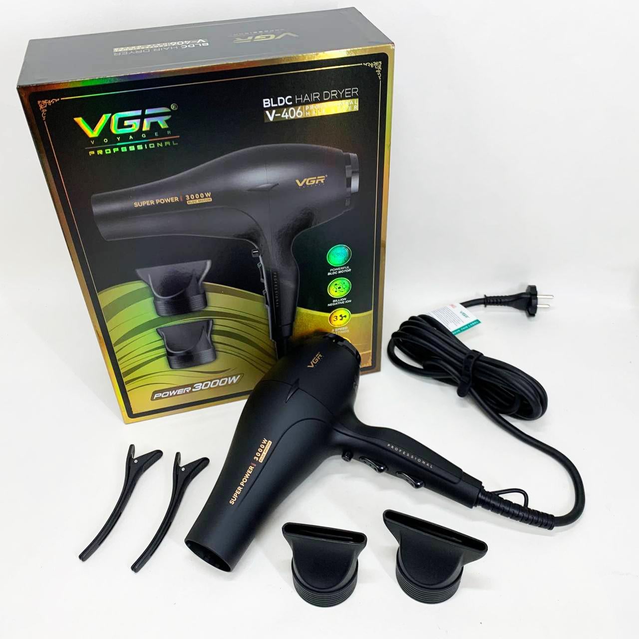 Фен VGR V-406 BLACK 3000 Вт (13355342)