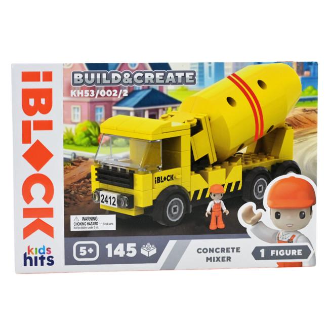 Конструктор Iblock Бетоносмеситель KH53/002/2 Junior Kids hits Build&create 145 деталей в коробке (6908485824279)
