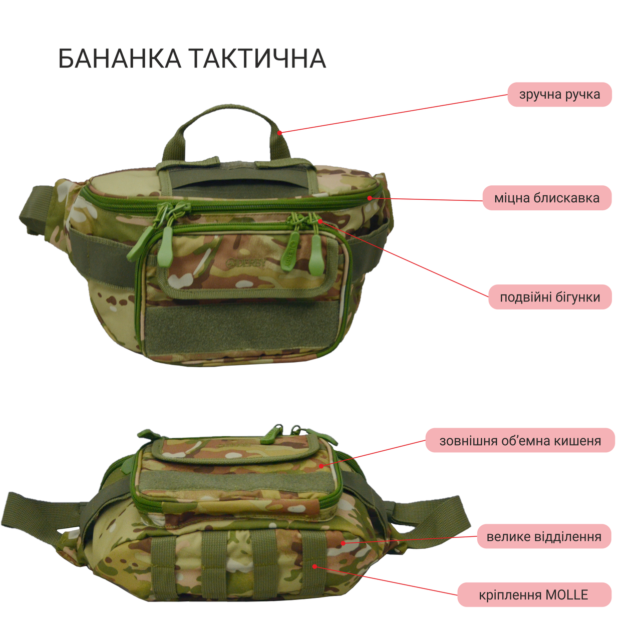 Сумка поясная медицинская Derby Crossbag-1 Мультикам (2044861327) - фото 3