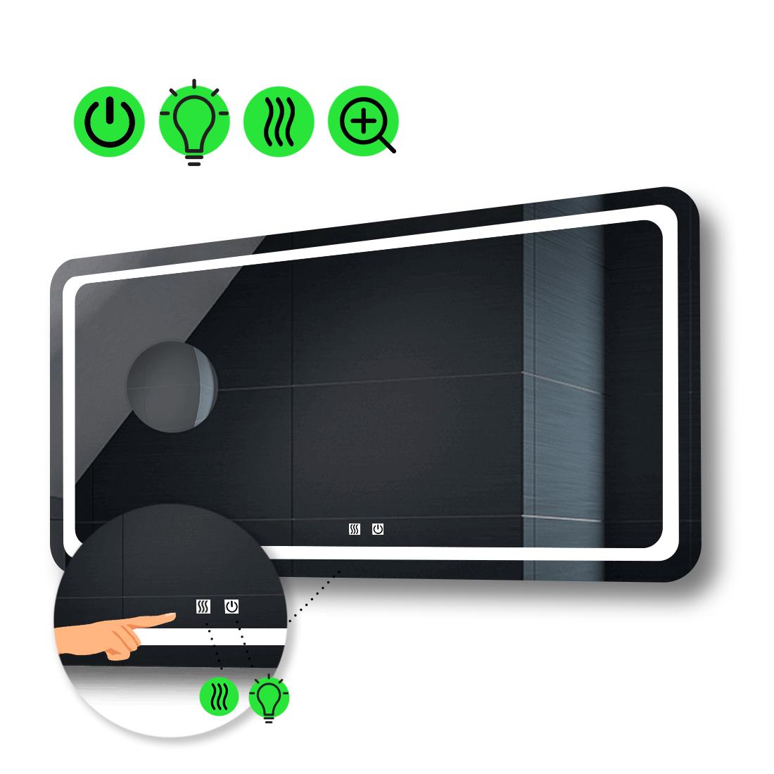 LED-зеркало 120x80 см с двумя сенсорами/подогревом и линзой без подсветки Anvi (Anvig211)