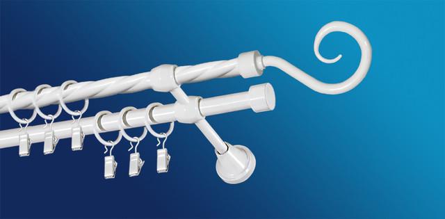 Карниз для штори Plastidea Гак металевий кручений подвійний з прищіпками D 16/16 мм 180 см Білий - фото 1 Карниз для штори Plastidea Гак металевий кручений подвійний з прищіпками D 16/16 мм 180 см Білий - фото 1