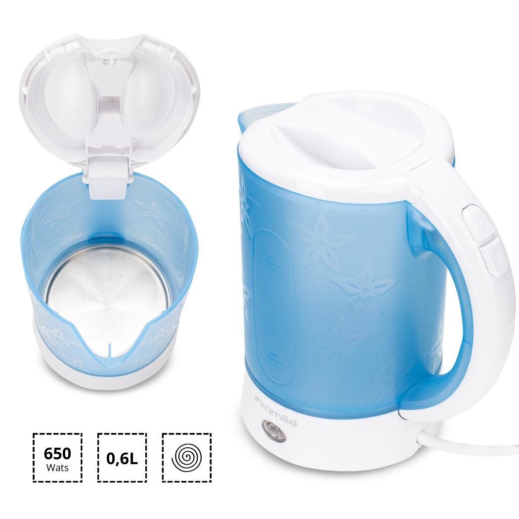 Электрочайник дорожний Kamille KM-1718В пластиковый с кружками и ложками 650 W 0,6 л Голубовато-белый (124-84-1718B) - фото 6 Электрочайник дорожний Kamille KM-1718В пластиковый с кружками и ложками 650 W 0,6 л Голубовато-белый (124-84-1718B) - фото 6