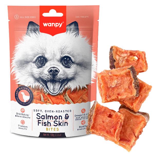 Лакомство для собак Wanpy Soft Salmon&Fish Skin Bites мягкие кусочки лосося (FA-31)