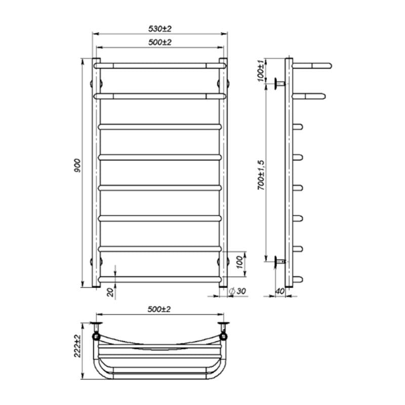 Полотенцесушитель Onlyheat Elios 500/900/8 - фото 2 Полотенцесушитель Onlyheat Elios 500/900/8 - фото 2