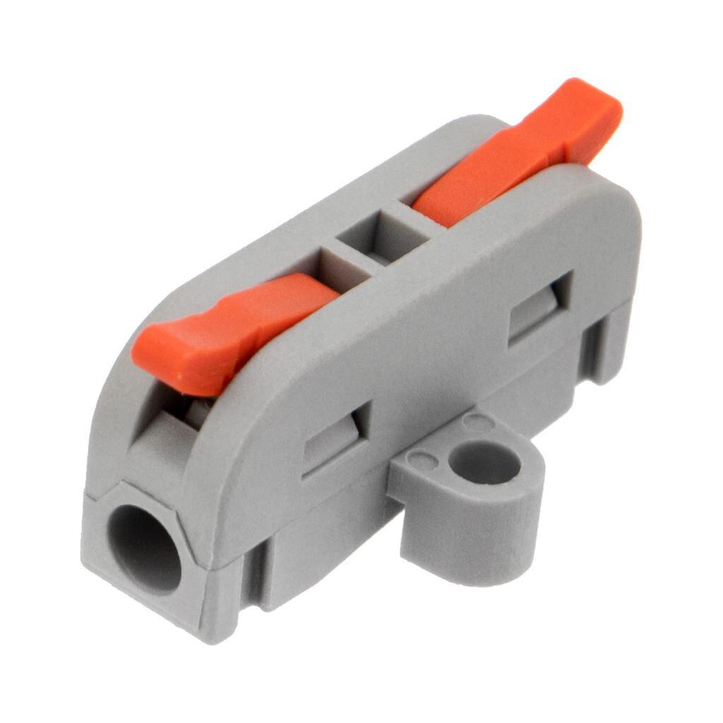Клемма проходная Tactix 0,08-4 мм2 32А 1-1 наборная 30х8х13,5 мм рычаг крепеж 3,1 мм Оранжевый (CT2-1ML)