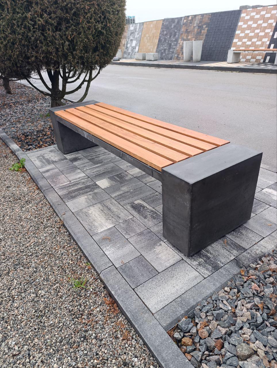 Лавка бетонна Міцно Гефіра 2000х500х450 мм Чорний (10288) - фото 2 Лавка бетонна Міцно Гефіра 2000х500х450 мм Чорний (10288) - фото 2