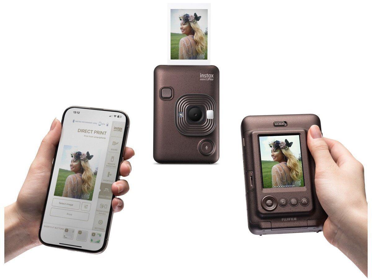 Камера моментального друку Fujifilm Instax Mini LiPlay Brown чохол/фотоальбом 108/фотоплівка 20 шт./фоторамка світлодіодна/наклейки 20 шт. (21463202) - фото 3 Камера моментального друку Fujifilm Instax Mini LiPlay Brown чохол/фотоальбом 108/фотоплівка 20 шт./фоторамка світлодіодна/наклейки 20 шт. (21463202) - фото 3