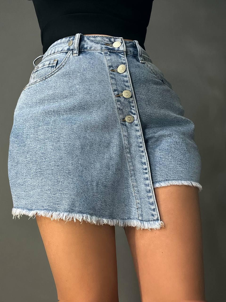 Шорты юбка женские Dicesil 6003 джинсовые на запах пуговицы короткие р. 28 Голубой (4216) - фото 10 Шорты юбка женские Dicesil 6003 джинсовые на запах пуговицы короткие р. 28 Голубой (4216) - фото 10