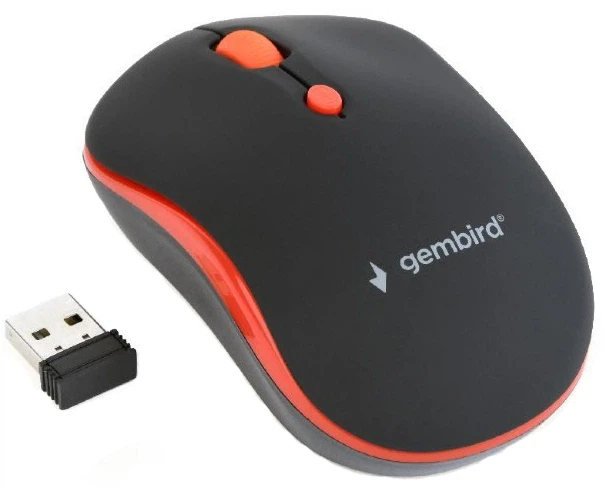 Компьютерная мышка беспроводная Gembird MUSW-4B-03-R 1600 dpi USB 2xAAА Черный/Красный (MUSW-4B-03-R)