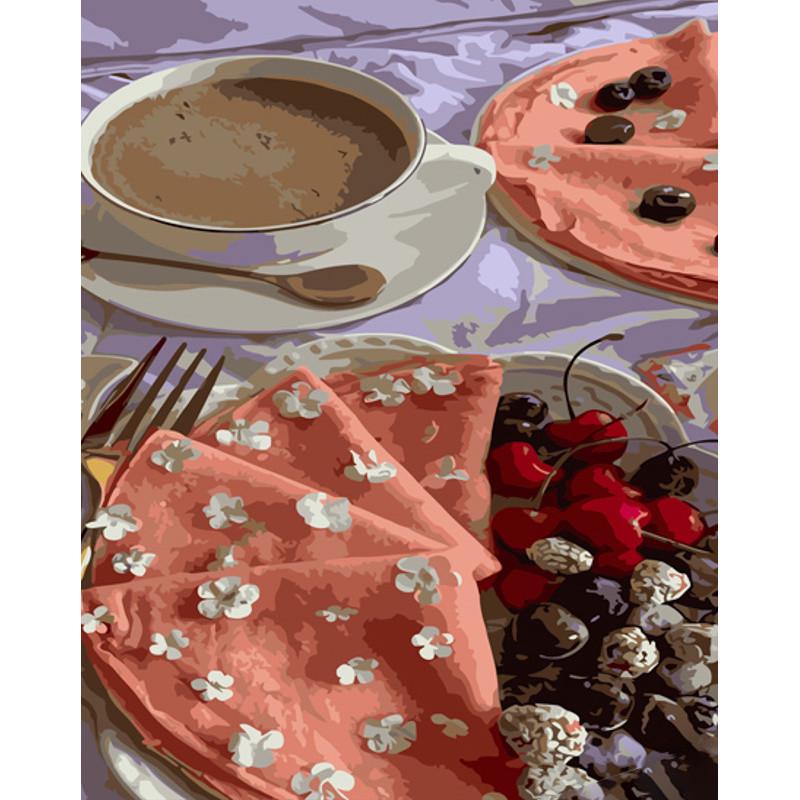 Картина по номерам Strateg Премиум Блинчики с фруктами с лаком 40х50 см (GS1265)