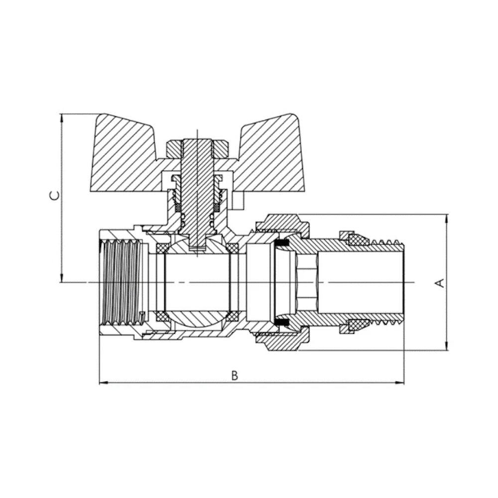Кран кульовий з американкою REIGER 1/2" прямий метелик (AKD56020) - фото 2 Кран кульовий з американкою REIGER 1/2" прямий метелик (AKD56020) - фото 2