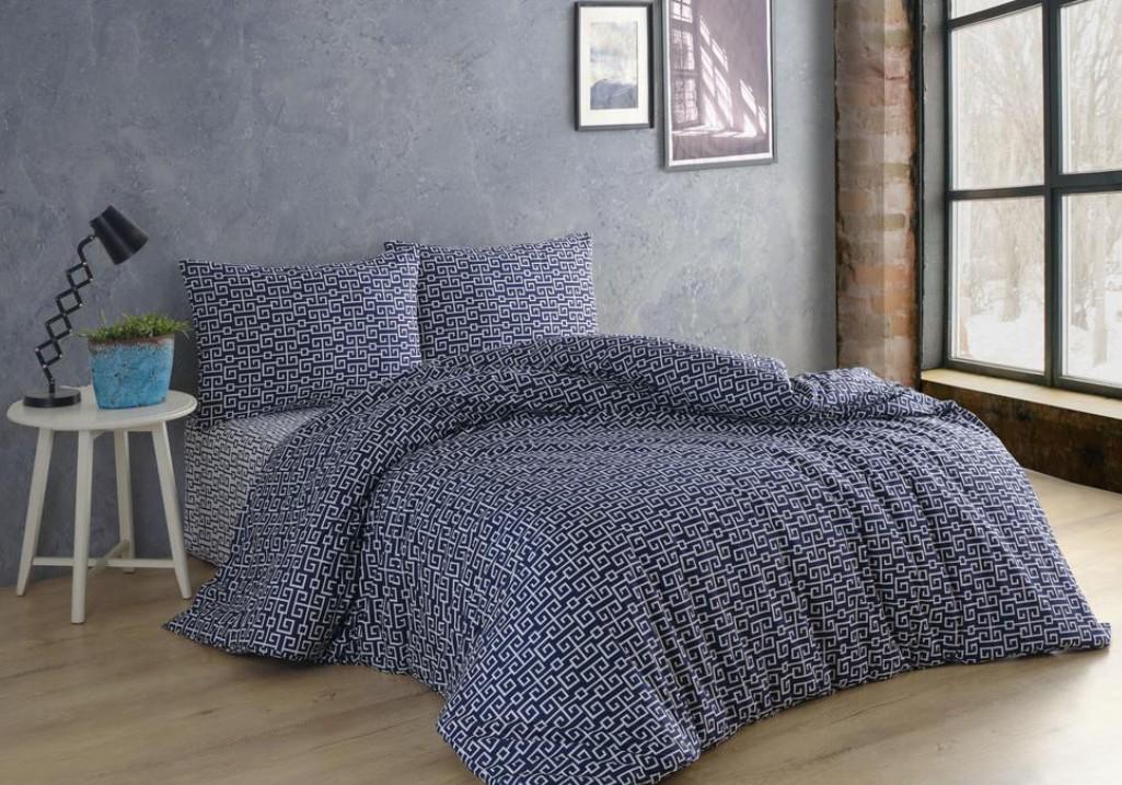 Комплект двоспальний Weekend 189558x03 Labirint Lacivert unisex 240x260 см Біло-синій (189558)