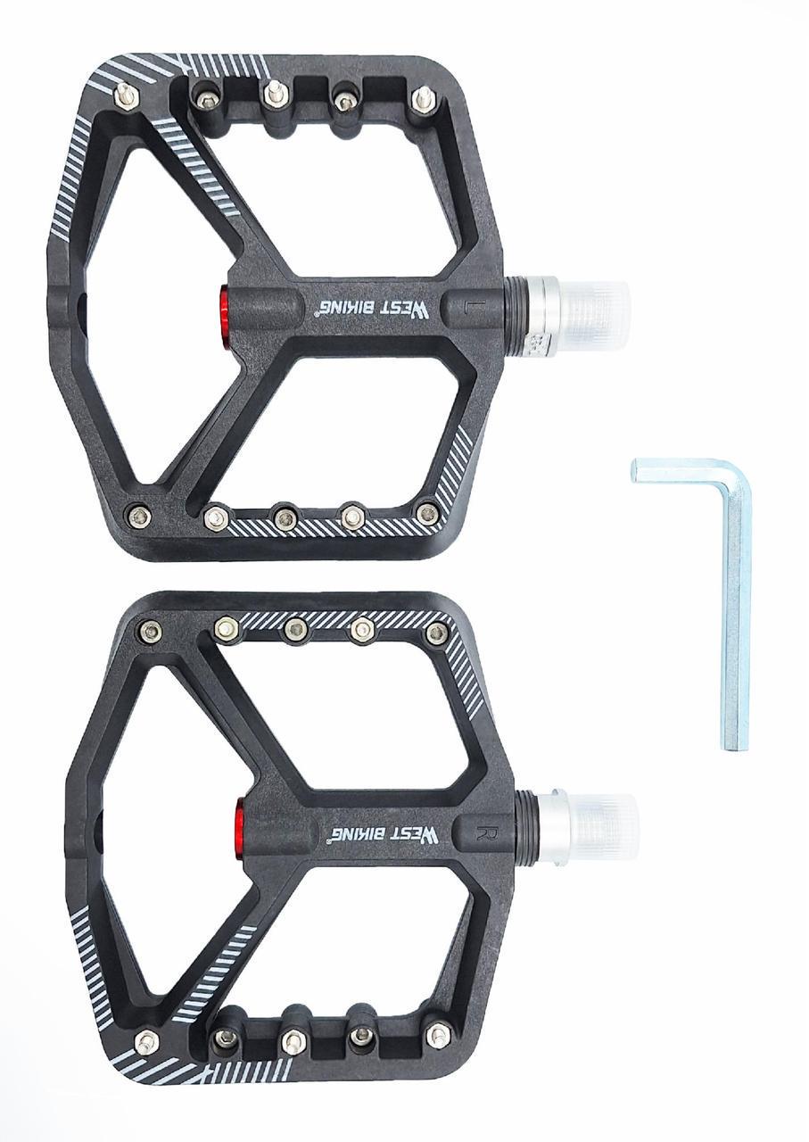 Педали велосипедные алюминиевые West Bsking YP0802097 на промподшипниках Черный (G0000967) - фото 2