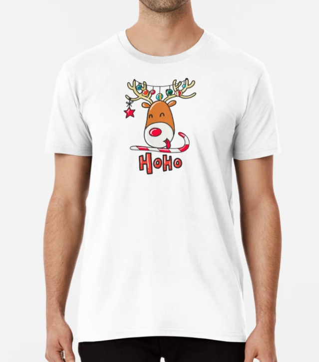 Футболка чоловіча новорічна Stedman з принтом Ho Ho Олень XXL Білий (НГ15-11)