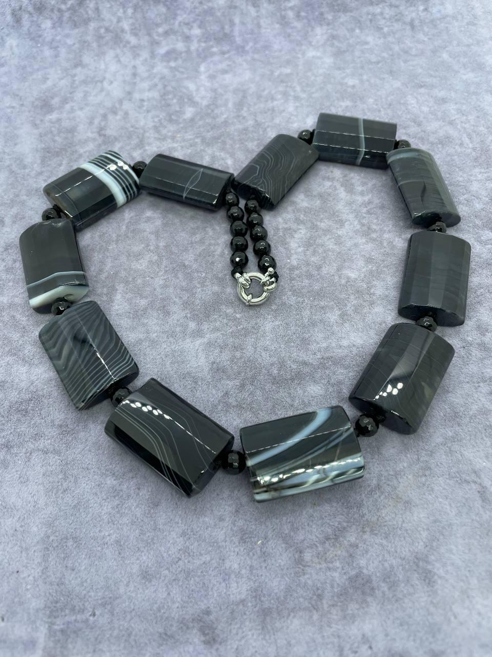 Бусы агат 45 см Черный (1183)