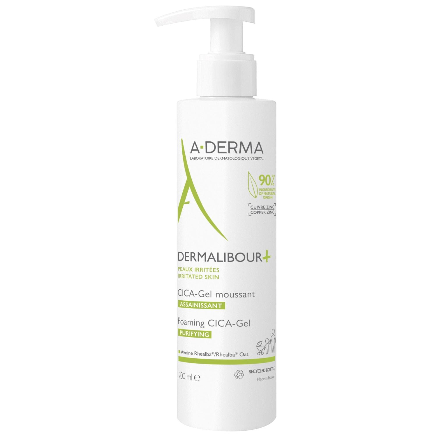 Гель антибактериальный для очищения поврежденной кожи A-Derma Dermalibour+ Foaming Gel With Copper-Zinc 200 мл (2231992643)