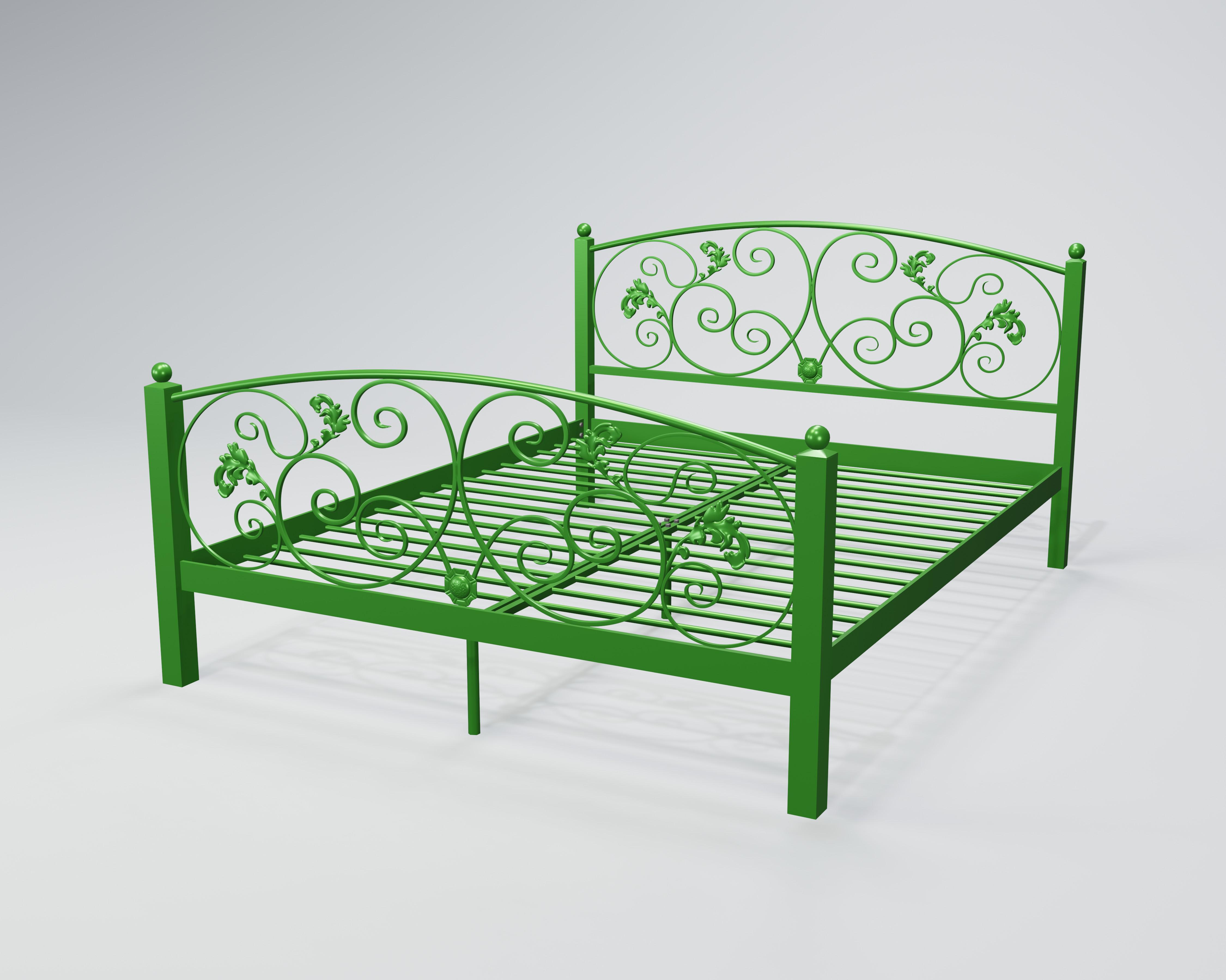 Кровать металлическая Магнолия 140x190 см Зеленый