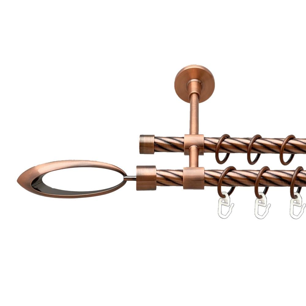 Карниз Orvit Венеція металевий дворядний закритий скручена труба кільце металеве 16/16 мм 240 см Мідь (00-00025273)