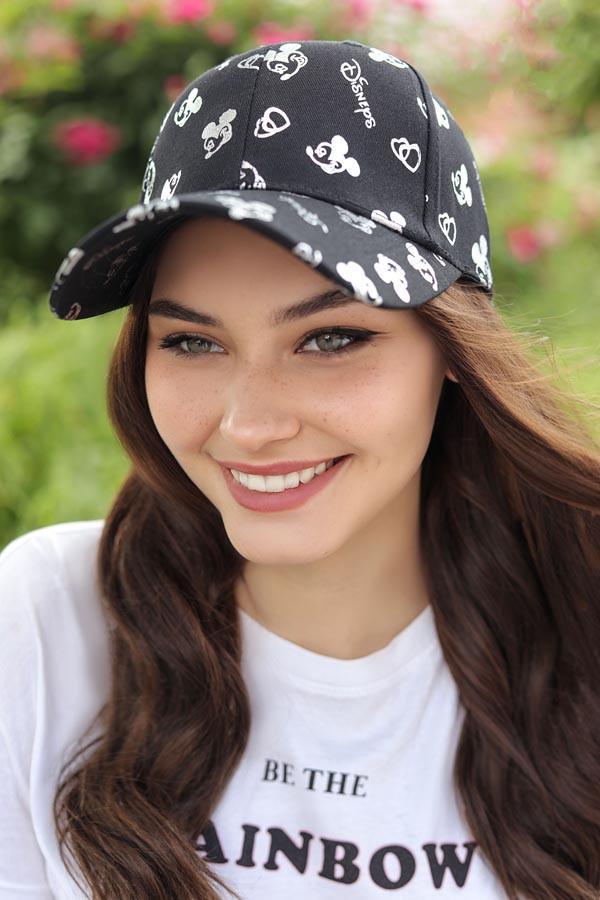 Бейсболка с рисунком Braxton Микки Маус женская Черный/Серебрянный (1630)