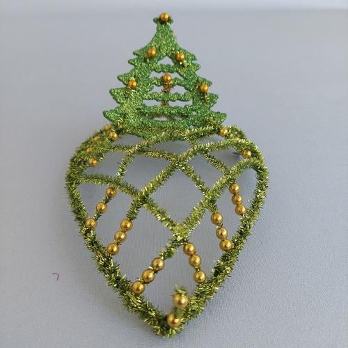 Диадема-корона новогодняя из мишуры Елка ручной работы 19х14х8 см Зеленый (210118)