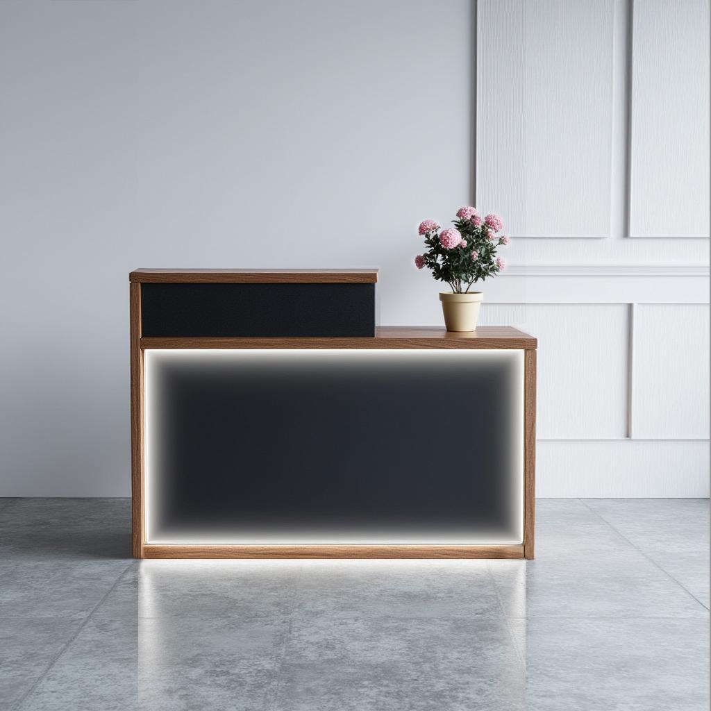 Стойка администратора прямая ТОБІ ШО Ресепшн/4 правосторонняя с подсветкой 1400х600х1050 мм Файервуд/Черный (29030923) Стойка администратора прямая ТОБІ ШО Ресепшн/4 правосторонняя с подсветкой 1400х600х1050 мм Файервуд/Черный (29030923)