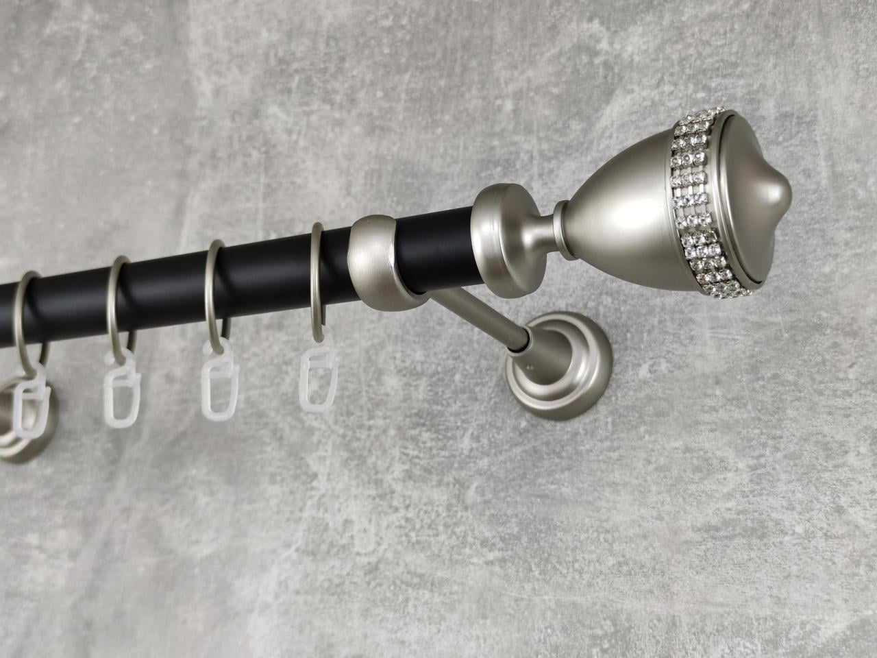 Карниз MStyle металлический для штор однорядный Етерния 25 мм гладкий 200 см Сатин/Черный (5020280)