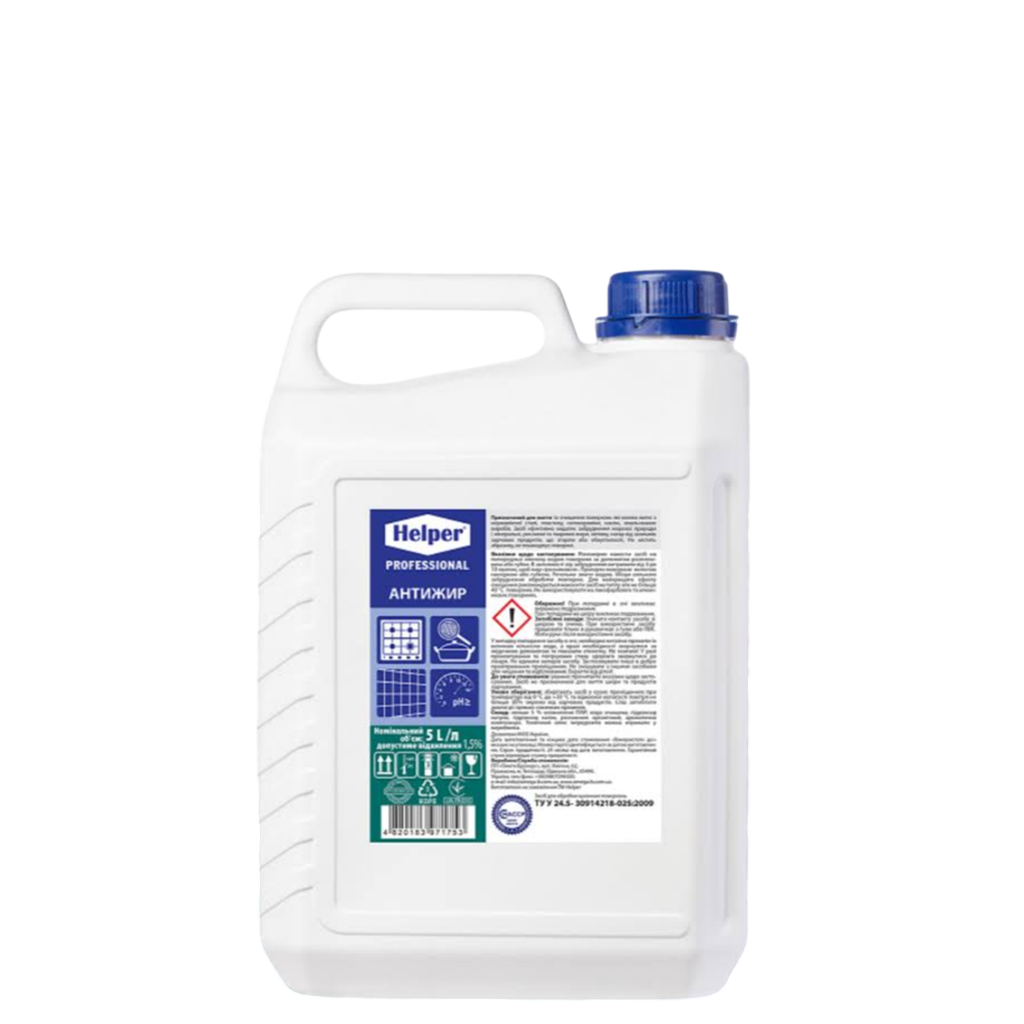 Средство для мытья кухонных поверхностей Helper Prof АНТИЖИР 5 л (190400107)