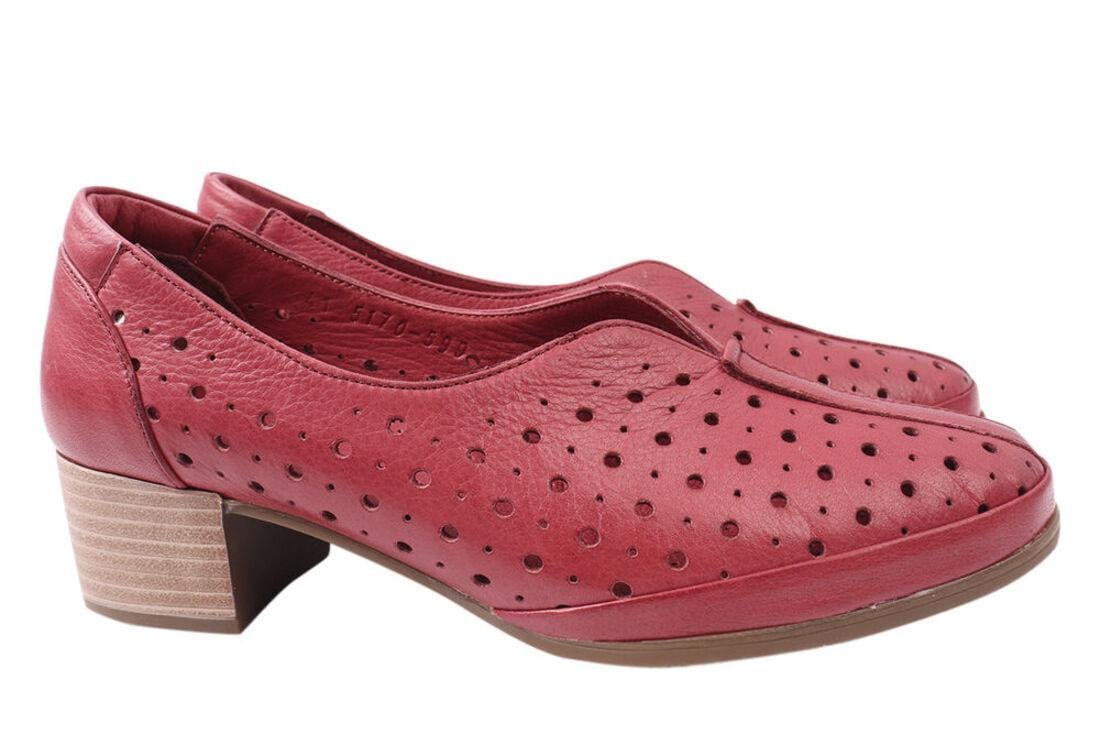 Туфли женские Mario Muzi из кожи на низком каблуке р. 39 Красный (543-21LTCP)