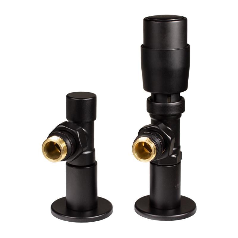 Набор кранов радиаторных угловых Ideale ВЗ с термоголовкой 2 шт. 1/2х1/2" Black (22608) Набор кранов радиаторных угловых Ideale ВЗ с термоголовкой 2 шт. 1/2х1/2" Black (22608)